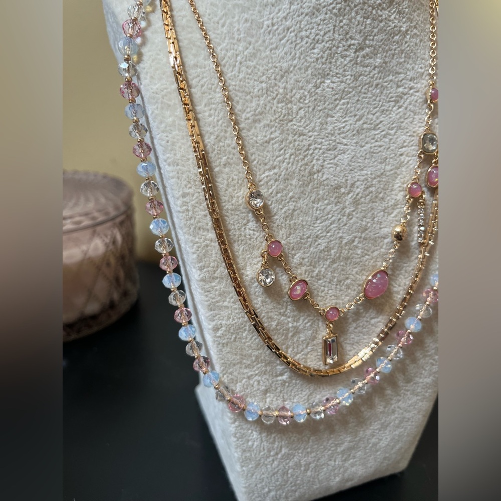 New! Guess Gold-Tone Mixed Stone Layered
Necklace, 16 2 extender - Picture 2 of 10